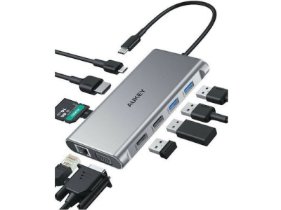 Aukey USB-C / USB-A Docking Station με 4K PD Ethernet Γκρι (AIAUKACBC890000)