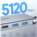 Aukey USB-C / USB-A Docking Station με 4K PD Ethernet Γκρι (AIAUKACBC890000) - Image 3