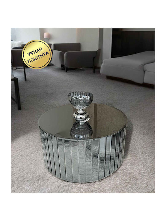 Κυκλικό Τραπέζι Σαλονιού Κρυστάλλινη Λάμψη Ασημί 80x36cm - Image 1