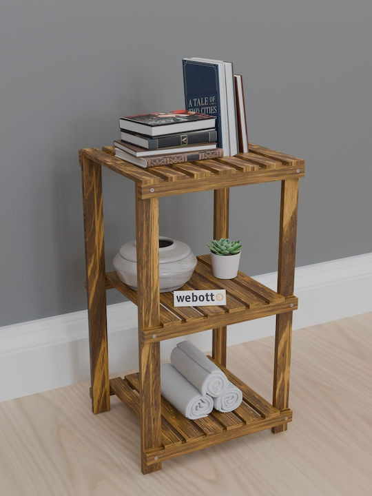 Ξύλινη Ραφιέρα 3 Επιπέδων Μπάνιο Κουζίνα & Μπαλκόνι – 60x30x30 Εκ - Image 1