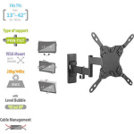 Intronics EW1522 Βάση Τηλεόρασης Τοίχου με Βραχίονα έως 42" και 20kg - Image 2