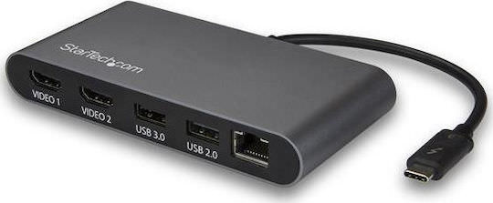 StarTech USB-C / USB-A Docking Station με 4K Ethernet Γκρι (TB3DKM2HDL) - Image 1