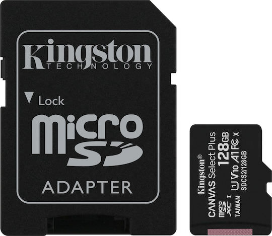 Kingston Canvas Select Plus microSDXC 128GB Class 10 U1 V10 A1 UHS-I με αντάπτορα - Image 1