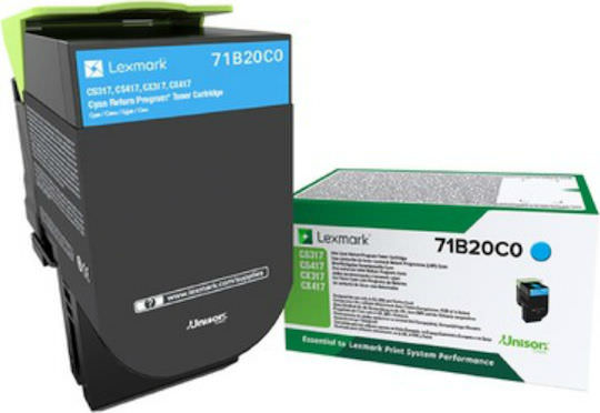 Lexmark CS/X317 Γνήσιο Toner Laser Εκτυπωτή Κυανό Return Program 2300 Σελίδων (71B20C0) - Image 1