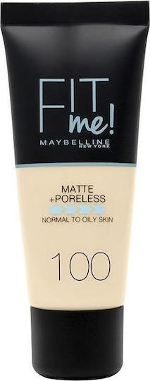Maybelline Fit Me Matte + Poreless Liquid Foundation 100 Warm Ivory 30ml - Image 1