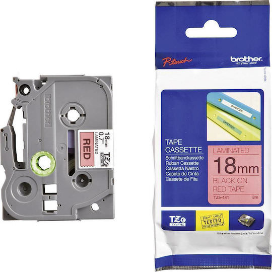 Brother Ταινία Ετικετογράφου 8m x 18mm σε Κόκκινο Χρώμα - Image 1