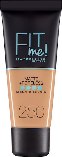 Maybelline Fit Me Matte + Poreless Liquid Foundation 250 Sun Beige 30ml - Image 1