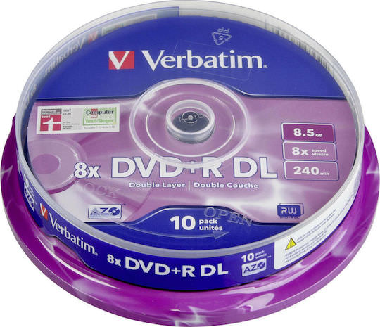 Verbatim Εγγράψιμα DVD+R 8x Dual Layer 8.5GB Cake Box 10τμχ - Image 1