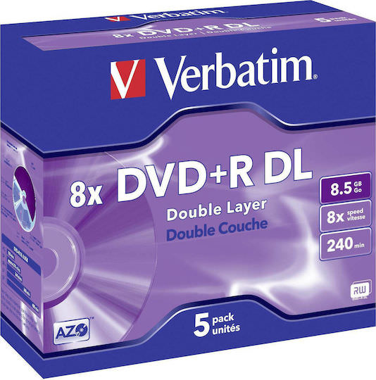 Verbatim Εγγράψιμα DVD+R 8x Dual Layer 8.5GB 5τμχ - Image 1