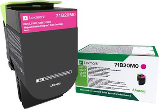 Lexmark 71B20M0 Γνήσιο Toner Laser Εκτυπωτή Ματζέντα Return Program 2300 Σελίδων - Image 1