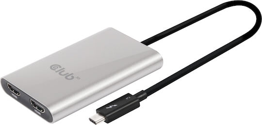 Club3D Μετατροπέας Thunderbolt 3 male σε HDMI 2x female Ασημί (CSV-1574) - Image 1