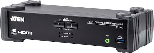Aten 2-Port USB 3.0 4K HDMI KVMP Switch with Audio Mixer Mode - Image 1