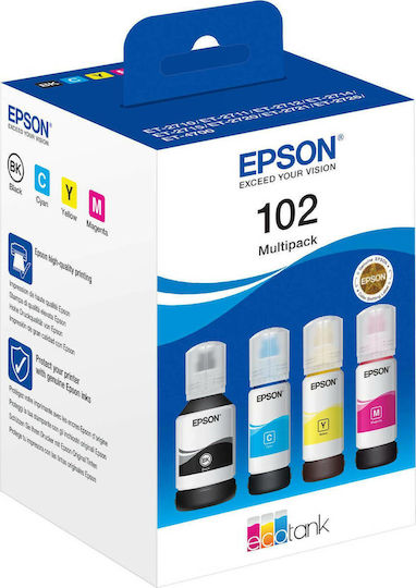 Epson 102 Γνήσιο Πακέτο 4 Μελανιών Εκτυπωτή InkJet Κίτρινο / Κυανό / Ματζέντα / Μαύρο (C13T03R640) - Image 1