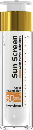 Frezyderm Sun Screen Color Velvet Αδιάβροχη Αντηλιακή Κρέμα Προσώπου SPF50+ με Χρώμα 50ml - Image 1