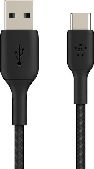 Belkin Braided USB 2.0 Cable USB-C male - USB-A 15W Μαύρο 2m (CAB002bt2MBK) - Image 1