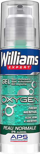 William's Expert Williams Oxygen Fresh Menthol Shaving Gel Gel Ξυρίσματος με Αλόη για Ευαίσθητες Επιδερμίδες 150ml - Image 1