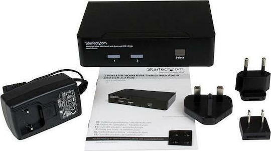 StarTech 2-Port USB HDMI KVM Switch with Audio and USB 2.0 Hub SV231HDMIUA - Image 1
