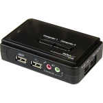 StarTech 2 Port Black USB KVM Switch Kit with Audio and Cables
