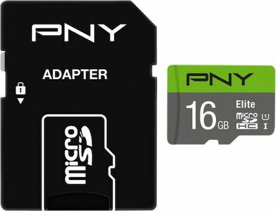 PNY Elite microSDHC 16GB Class 10 U1 UHS-I με αντάπτορα - Image 1