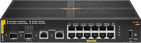 HP Aruba 6100 Managed L2 PoE+ Switch με 12 Θύρες Gigabit (1Gbps) Ethernet και 2 SFP Θύρες - Image 1
