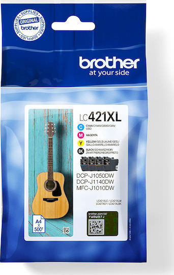 Brother LC421XL Γνήσιο Πακέτο 4 Μελανιών Εκτυπωτή InkJet Κίτρινο / Κυανό / Ματζέντα / Μαύρο (LC-421XLVAL) - Image 1