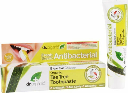 Dr.Organic Tea Tree Antibacterial Οδοντόκρεμα για Λεύκανση & Πλάκα 100ml - Image 1