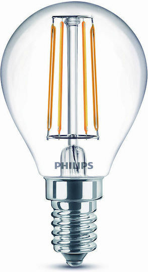 Philips Λάμπα LED 4.3W 82mm για Ντουί E14 και Σχήμα P45 Θερμό Λευκό 470lm - Image 1