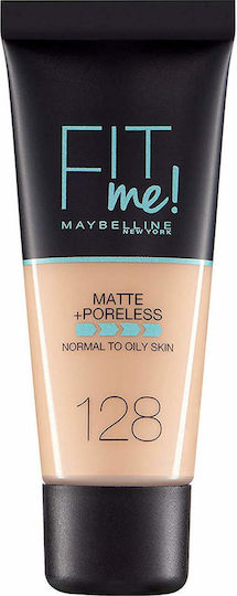 Maybelline Fit Me Matte + Poreless Liquid Foundation 128 Warm Nude 30ml - Image 1