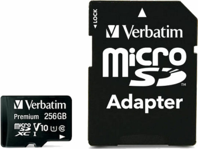Verbatim Premium microSDXC 256GB Class 10 U1 UHS-I με αντάπτορα