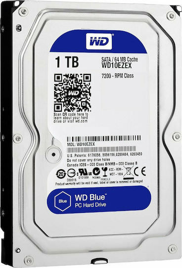 Western Digital Blue 1TB HDD Σκληρός Δίσκος 3.5" SATA III 7200rpm με 64MB Cache για Desktop - Image 1