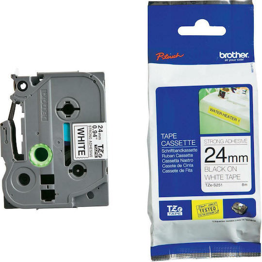 Brother Ταινία Ετικετογράφου 8m x 24mm σε Μαύρο Χρώμα - Image 1