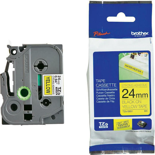 Brother Ταινία Ετικετογράφου 8m x 24mm σε Κίτρινο Χρώμα - Image 1