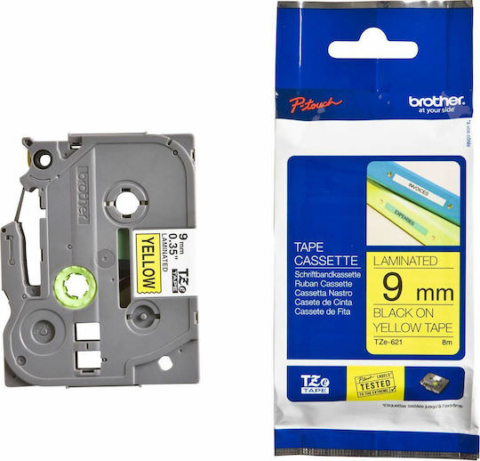 Brother Ταινία Ετικετογράφου 8m x 9mm σε Κίτρινο Χρώμα - Image 1