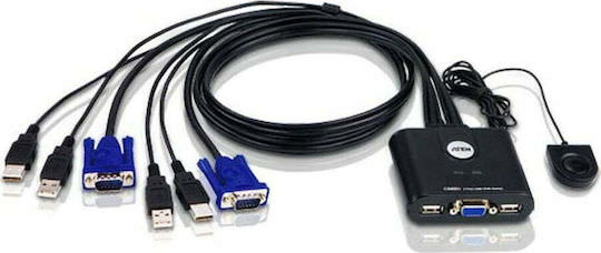 Aten 2-Port USB VGA Cable KVM Switch with Remote Port Selector - Image 1