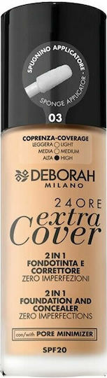 Deborah Milano 24 Ore Extra Cover 2 In 1 Spf20 Liquid Foundation SPF20 03 30ml - Image 1