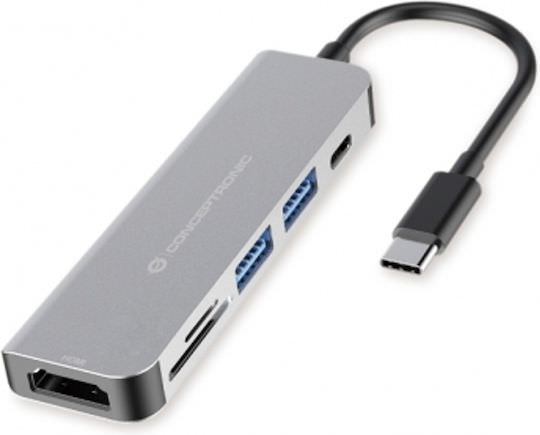 Conceptronic USB-C Docking Station με HDMI 4K PD Ασημί (DONN02G) - Image 1