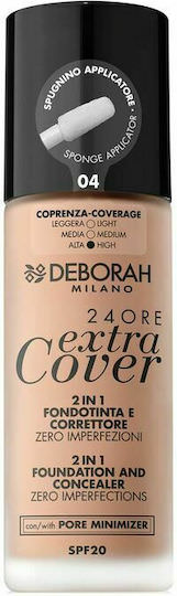 Deborah Milano 24 Ore Extra Cover 2 In 1 Spf20 Liquid Foundation SPF20 04 30ml - Image 1