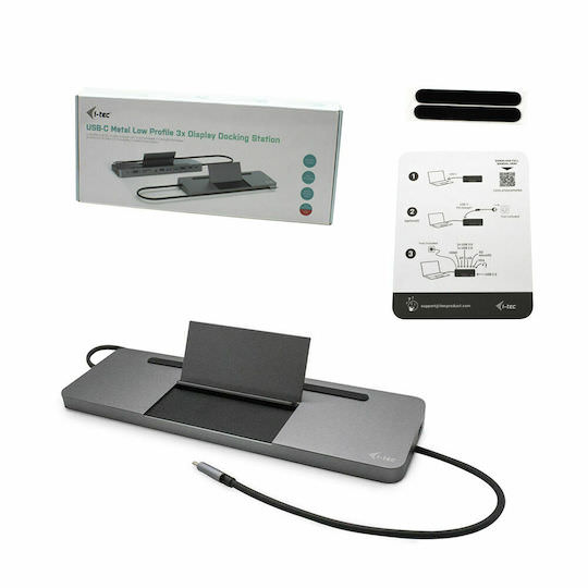 i-tec USB-C Docking Station με 4K PD Ethernet και συνδεση 3 Οθονών Γκρι (C31FLATDOCKPDPRO) - Image 1