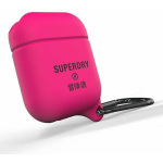 Superdry Θήκη Σιλικόνης με Γάντζο σε Ροζ χρώμα για Apple AirPods 1 / AirPods 2