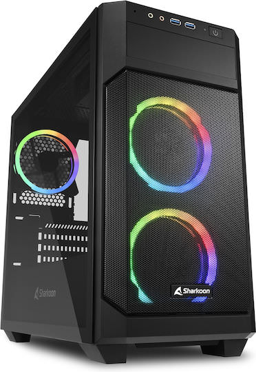 Sharkoon V1000 RGB Gaming Mini Tower Κουτί Υπολογιστή με Πλαϊνό Παράθυρο Μαύρο - Image 1