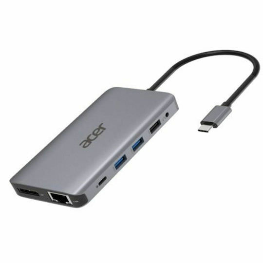 Acer USB-C Docking Station με HDMI 4K PD Ethernet και συνδεση 2 Οθονών Ασημί (HP.DSCAB.009) - Image 1