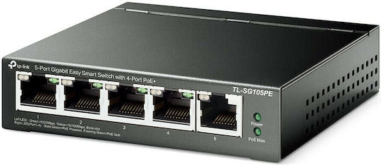 TP-LINK TL-SG105PE v2 Managed L2 PoE+ Switch με 5 Θύρες Gigabit (1Gbps) Ethernet - Image 1
