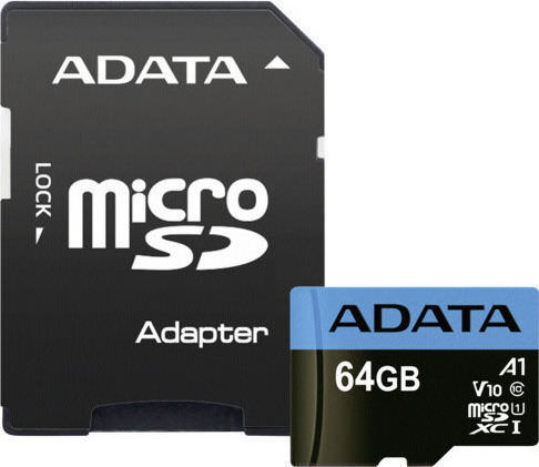 Adata Premier microSDXC 64GB Class 10 U1 V10 A1 UHS-I με αντάπτορα - Image 1