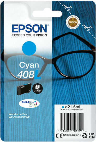 Epson 408L Γνήσιο Μελάνι Εκτυπωτή InkJet Κυανό (C13T09K24010) - Image 1