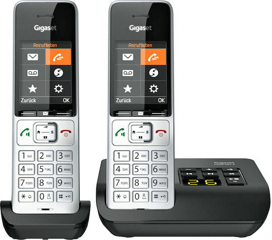 Gigaset Comfort 500A Ασύρματο Τηλέφωνο Duo με Ελληνικό Μενού Silver/Black - Image 1