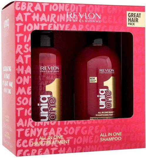 Revlon Uniq One Great Hair Σετ Περιποίησης Μαλλιών για Ισιωτική για Ταλαιπωρημένα Μαλλιά με Σαμπουάν και Μάσκα 2τμχ - Image 1