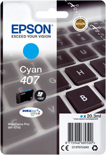 Epson 407 Γνήσιο Μελάνι Εκτυπωτή InkJet Κυανό (C13T07U240) - Image 1