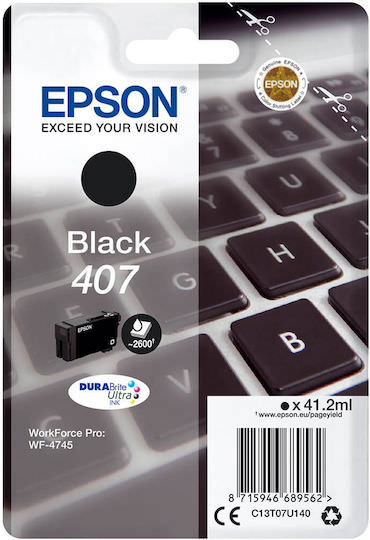 Epson 407 Γνήσιο Μελάνι Εκτυπωτή InkJet Μαύρο (C13T07U140) - Image 1