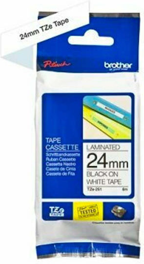 Brother TZEN251 Ταινία Ετικετογράφου 8m x 24mm σε Λευκό Χρώμα - Image 1