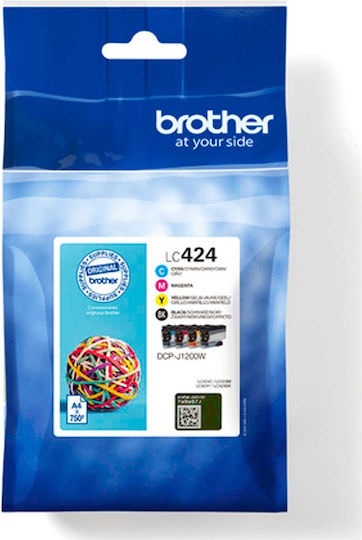 Brother LC424 Γνήσιο Πακέτο 4 Μελανιών Εκτυπωτή InkJet Κίτρινο / Κυανό / Ματζέντα / Μαύρο (LC-424VAL) - Image 1